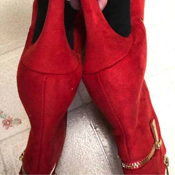 Like 🆕Bellini red suede feel Sz8M Claudia style 3 inch heel 8 inch boot length - Picture 14 of 17